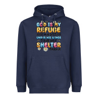 Navy god is my refuge and my fortress under his wings Heavyweight Hoodie - MaliasSmallBusiness