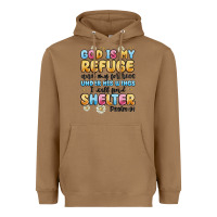 Toasted Coconut god is my refuge and my fortress under his wings Heavyweight Hoodie - MaliasSmallBusiness