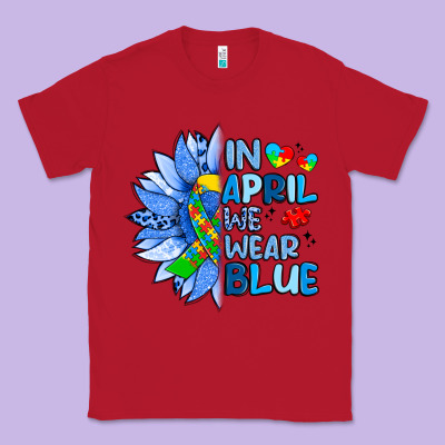 In April We Wear Blue Sunflower Classic Tee Designed By Artiststas