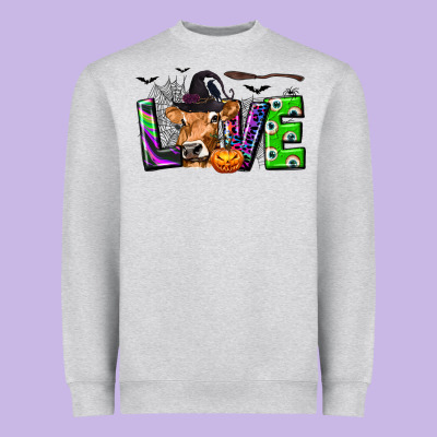 Love Halloween Cow Heavyweight Sweatshirt Designed By Texasbilliewilder