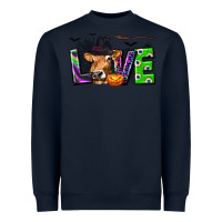 Navy Love Halloween Cow Heavyweight Sweatshirt - texasbilliewilder