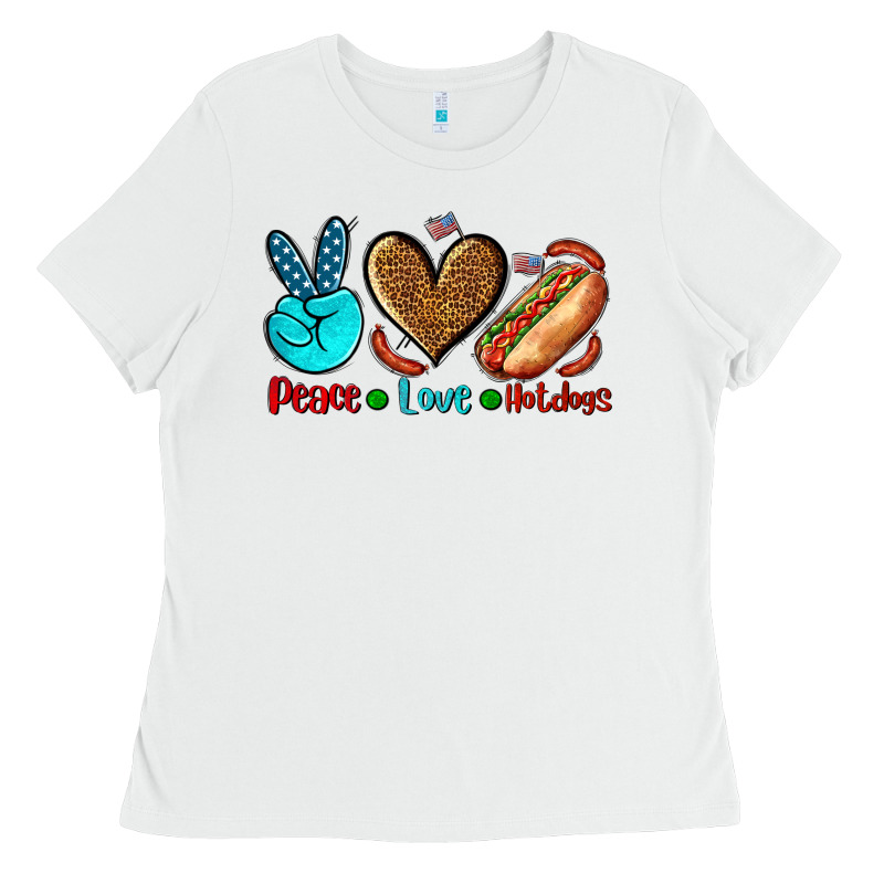 Peace Love Hotdogs Ladies Tee by AdoDesignShop | Teevron