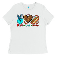 White peace love hotdogs Ladies Tee - AdoDesignShop