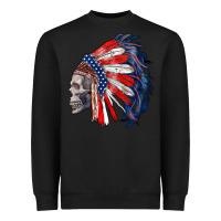 Black american indian headdress with skull Heavyweight Sweatshirt - RanaPortraitStore
