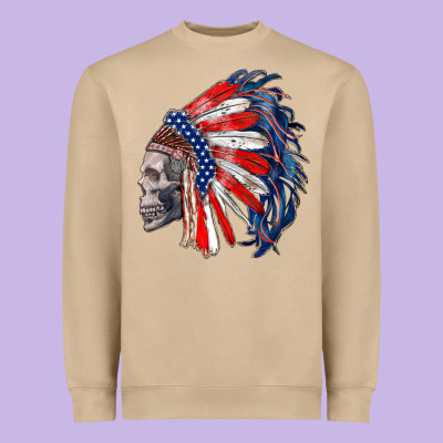 American Indian Headdress With Skull Heavyweight Sweatshirt Designed By Ranaportraitstore