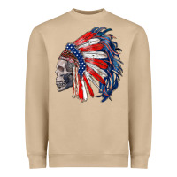 Mushroom american indian headdress with skull Heavyweight Sweatshirt - RanaPortraitStore