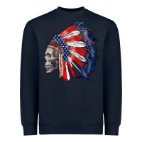 Navy american indian headdress with skull Heavyweight Sweatshirt - RanaPortraitStore