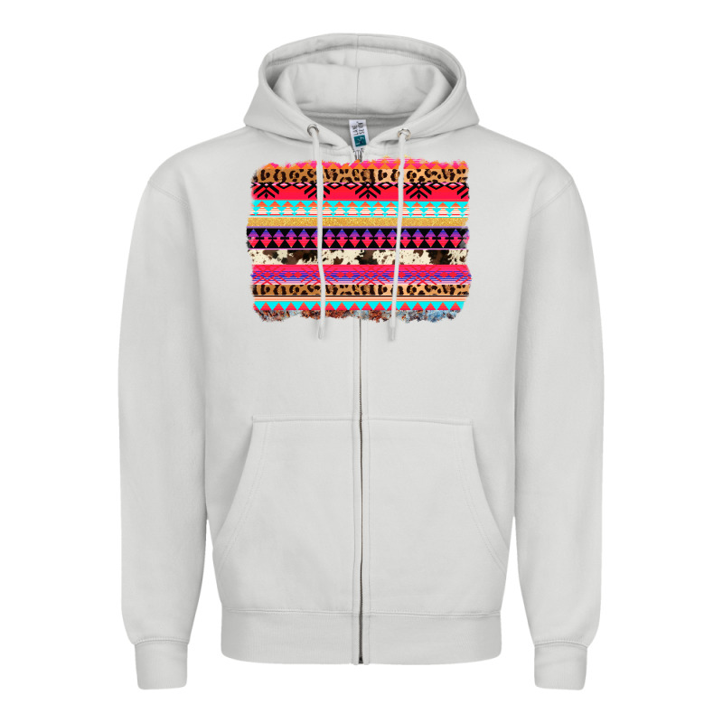 Aztec Western Leopard Cowhide Background Zipper Hoodie by AdoDesignShop | Teevron