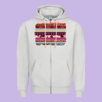 Aztec Western Leopard Cowhide Background Zipper Hoodie Designed By Adodesignshop