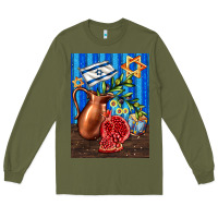 Army Green hanukkah table with oil pitcher Long Sleeve Tee - AdoDesignShop