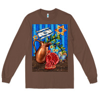 Chestnut hanukkah table with oil pitcher Long Sleeve Tee - AdoDesignShop
