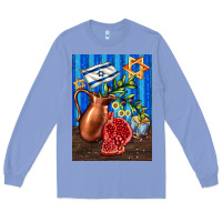 Colony Blue hanukkah table with oil pitcher Long Sleeve Tee - AdoDesignShop