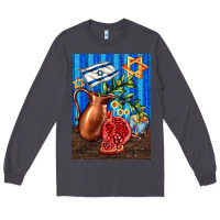 Smoke hanukkah table with oil pitcher Long Sleeve Tee - AdoDesignShop