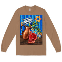 Toasted Coconut hanukkah table with oil pitcher Long Sleeve Tee - AdoDesignShop