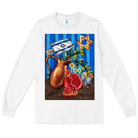 White hanukkah table with oil pitcher Long Sleeve Tee - AdoDesignShop