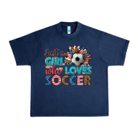 Navy just a girl who loves soccer Urban Heavy Tee - HRA Design Shop