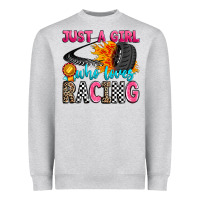 Heather Grey just a girl who loves racing Heavyweight Sweatshirt - Zillion Design Studio