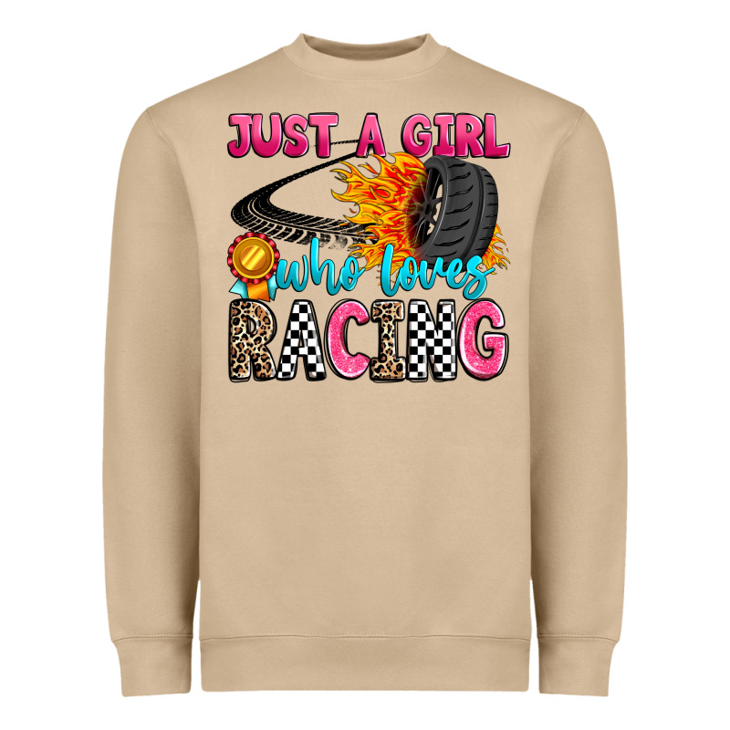 Just A Girl Who Loves Racing Heavyweight Sweatshirt by Zillion Design Studio | Teevron