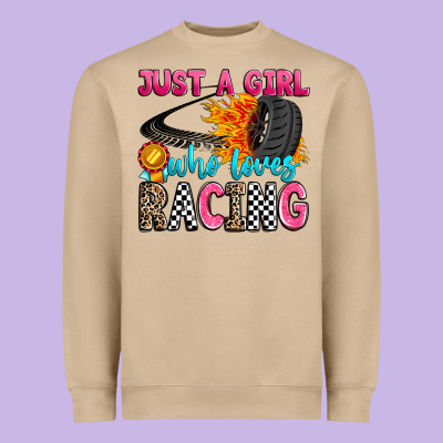 Just A Girl Who Loves Racing Heavyweight Sweatshirt Designed By Zillion Design Studio
