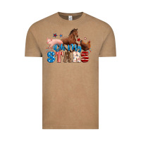 Vintage Coffee Horse pig chicken with oh my stars Vintage Tee - Neo Western