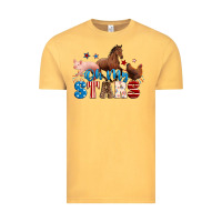 Vintage Mustard Horse pig chicken with oh my stars Vintage Tee - Neo Western