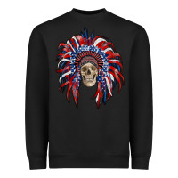 Black american flag indian headdress with skull Heavyweight Sweatshirt - RanaPortraitStore