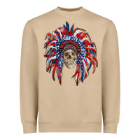 Mushroom american flag indian headdress with skull Heavyweight Sweatshirt - RanaPortraitStore