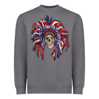 Storm american flag indian headdress with skull Heavyweight Sweatshirt - RanaPortraitStore
