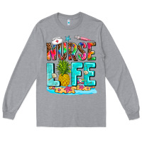 Heather Grey nurse life summer Long Sleeve Tee - AdoDesignShop