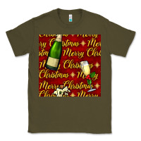 Army Green merry christmas champagne seamless pattern Classic Tee - BundleAndBundleShop
