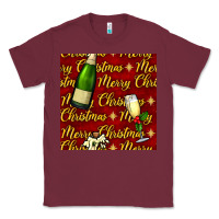 Burgundy merry christmas champagne seamless pattern Classic Tee - BundleAndBundleShop