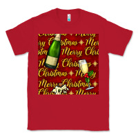Red merry christmas champagne seamless pattern Classic Tee - BundleAndBundleShop