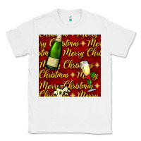 White merry christmas champagne seamless pattern Classic Tee - BundleAndBundleShop