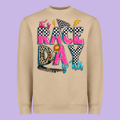 It's Race Day Y'all Heavyweight Sweatshirt Designed By Zillion Design Studio