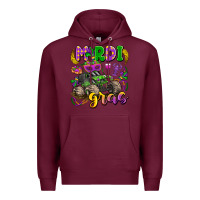 Burgundy mardi gras monster truck Premium Hoodie - LillyAllenDesigns