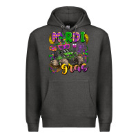 Charcoal Heather mardi gras monster truck Premium Hoodie - LillyAllenDesigns