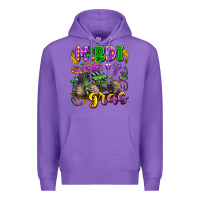Purple mardi gras monster truck Premium Hoodie - LillyAllenDesigns