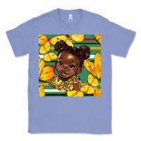 Colony Blue juneteenth afro girl seamless pattern Classic Tee - BundleAndBundleShop
