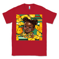 Red juneteenth afro girl seamless pattern Classic Tee - BundleAndBundleShop