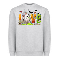 Heather Grey Love Nurse Halloween Heavyweight Sweatshirt - texasbilliewilder
