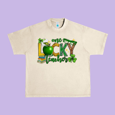 St. Patrick's Day One Lucky Teacher Urban Heavy Tee Designed By Neo Western