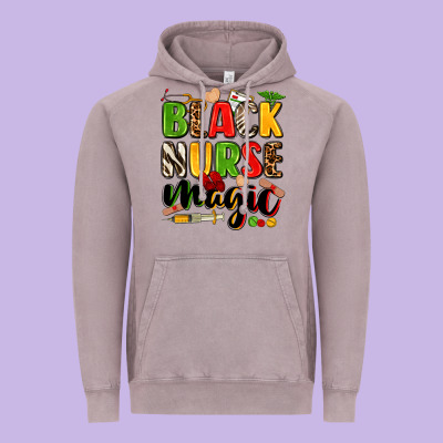 Black Nurse Magic Vintage Hoodie Designed By Zillion Design Studio