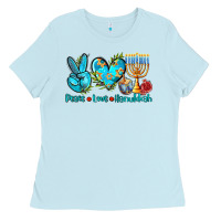 Baby Blue peace love hanukkah Ladies Tee - AdoDesignShop