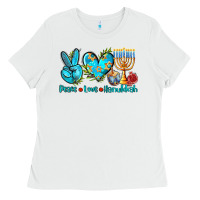 White peace love hanukkah Ladies Tee - AdoDesignShop