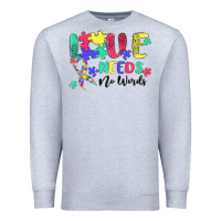 Heather Grey love needs no words autism Premium Sweatshirt - MaliasSmallBusiness