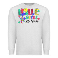Oatmeal Heather love needs no words autism Premium Sweatshirt - MaliasSmallBusiness