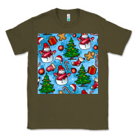 Army Green christmas trees and snow seamless pattern Classic Tee - BundleAndBundleShop