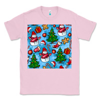 Bubblegum Pink christmas trees and snow seamless pattern Classic Tee - BundleAndBundleShop
