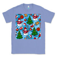 Colony Blue christmas trees and snow seamless pattern Classic Tee - BundleAndBundleShop