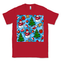 Red christmas trees and snow seamless pattern Classic Tee - BundleAndBundleShop